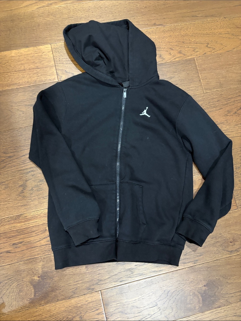 Jordan Black Kids Full-Zip Hoodie with White Jumpman